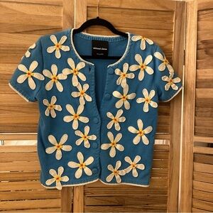 Vintage Michael Simon Short Sleeves Button Down Knit Top